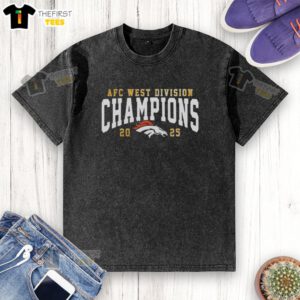 Alt Text: 2025 AFC West Champion Broncos logo washed t-shirt, perfect for fans celebrating Denver's victory.