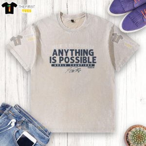 Alt Text: Awesome Sam Darnold Anything Is Possible washed t-shirt showcasing a bold design and vibrant colors for fans.