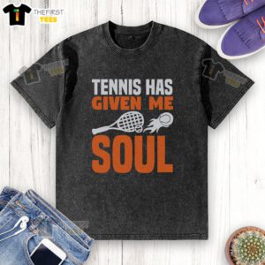 Awesome Tennis Has Given Me Soul Washed T-Shirt in vibrant colors, showcasing a stylish design for tennis enthusiasts.