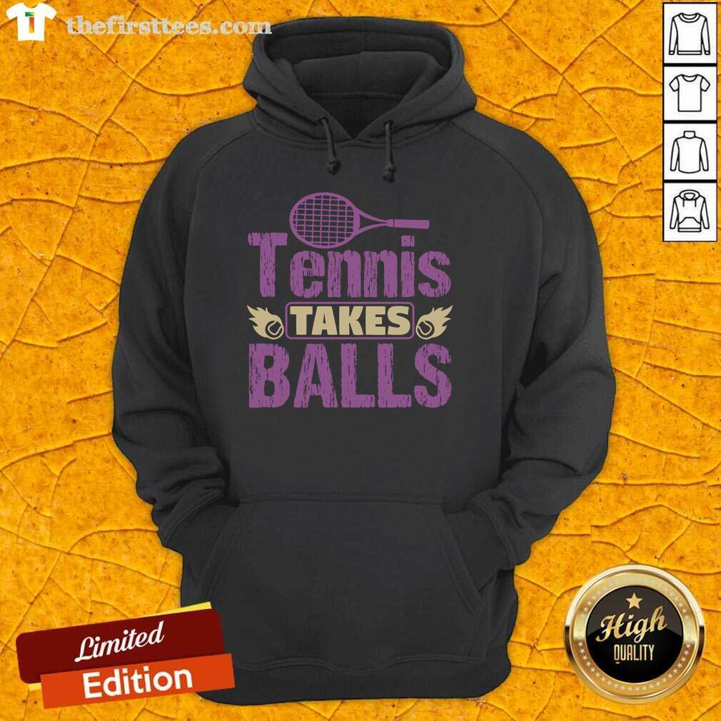 Awesome Tennis Takes Balls Hoodie in vibrant colors, perfect for tennis enthusiasts and casual wear.