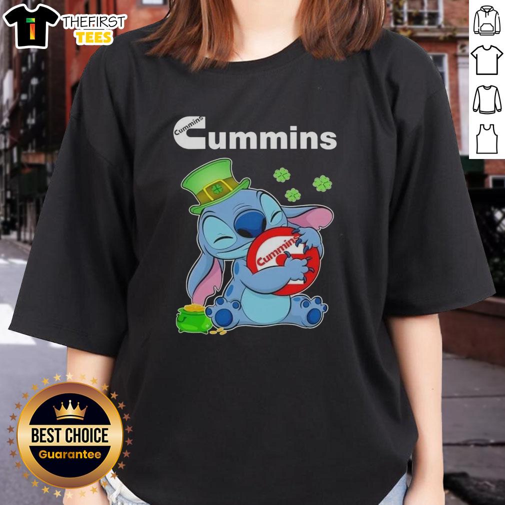 Stylish ladies tee featuring a nice stitch design with St. Patrick's Hug and Cummins logo, perfect for festive celebrations.
