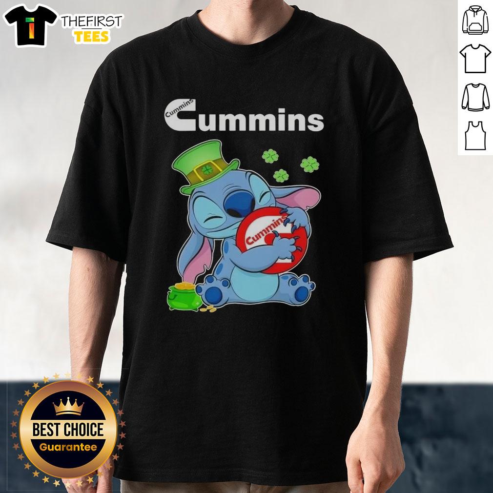 St. Patrick's Day t-shirt featuring Nice Stitch with St. Patrick's Hug Cummins logo, perfect for festive celebrations.