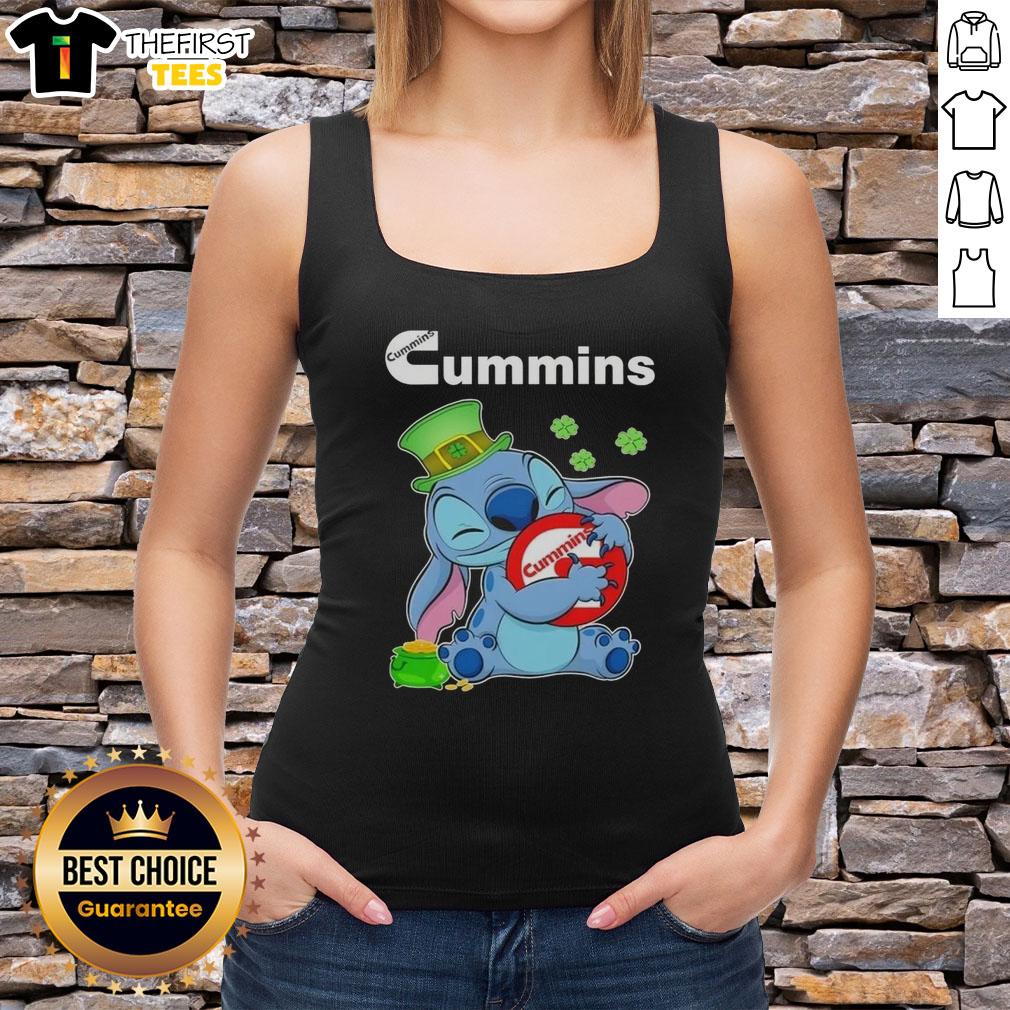 Stylish tank top featuring a Nice Stitch design and St. Patrick's Hug Cummins logo, perfect for festive celebrations.