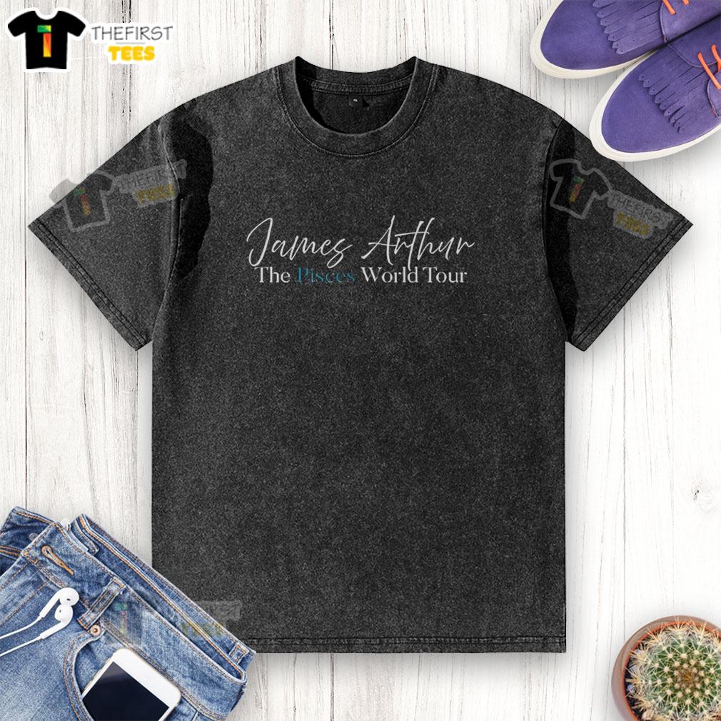 Official James Arthur 2026 Pisces World Tour washed t-shirt featuring vibrant graphics and a comfortable fit.
