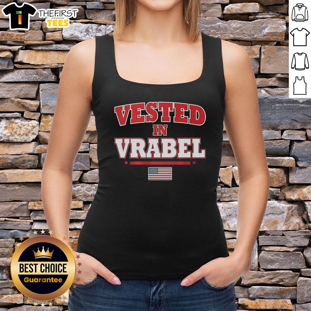 Official Vested in Vrabel Flag Tank Top featuring a bold design for fans of Vrabel and sports apparel.