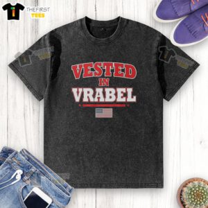 Official Vested in Vrabel flag washed t-shirt featuring a stylish design perfect for fans and casual wear.