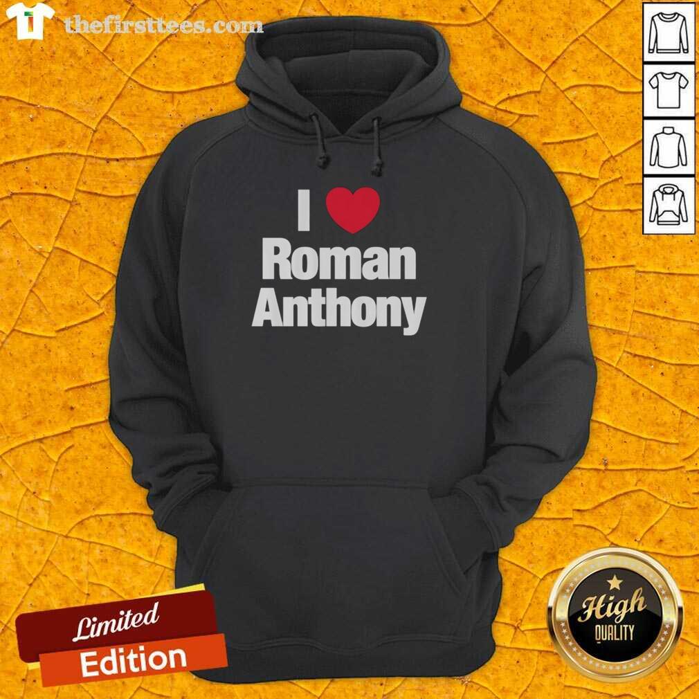 Original I Love Roman Anthony Boston Red Sox hoodie featuring team colors and logo, perfect for fans.