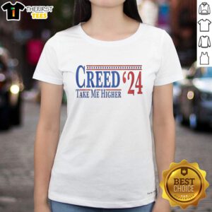 Top Creed 2024 Take Me Higher Ladies Tee in vibrant colors, perfect for stylish casual wear and fashion-forward looks.