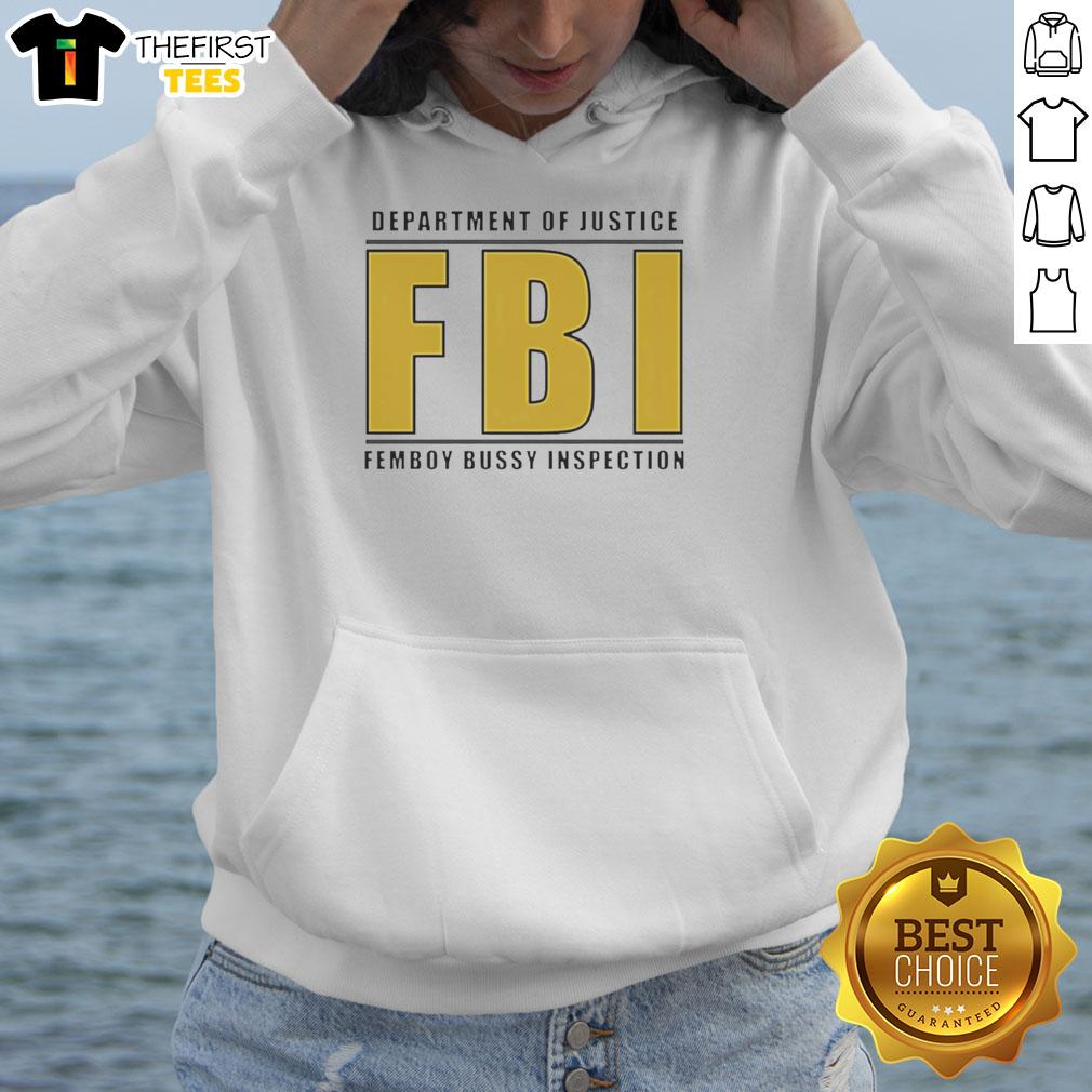 Stylish femboy hoodie featuring the 'Top Department of Justice FBI' logo, perfect for trendy streetwear enthusiasts.