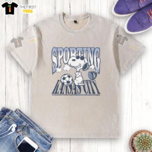Top Peanuts Snoopy X Sporting Kansas City sunglasses washed t-shirt featuring a vibrant design and relaxed fit.