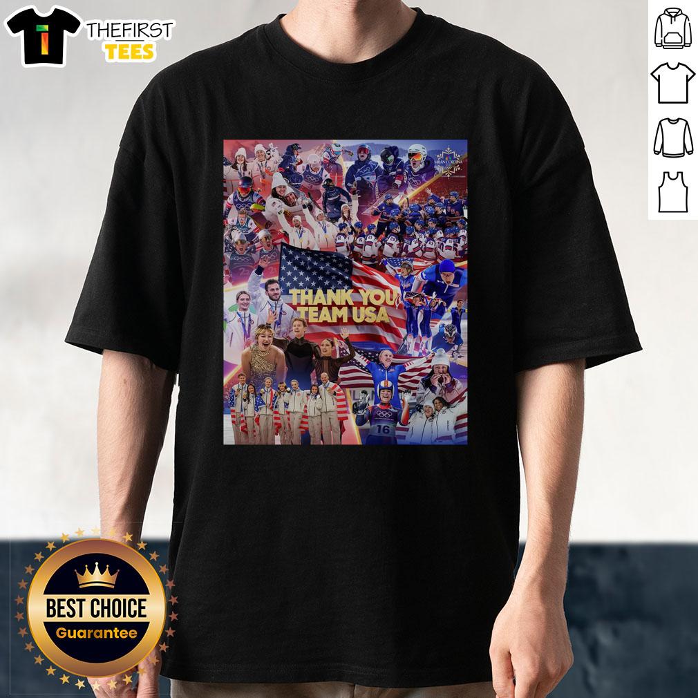 Top Thank You Team USA T-Shirt featuring a patriotic design showcasing support for Team USA athletes.