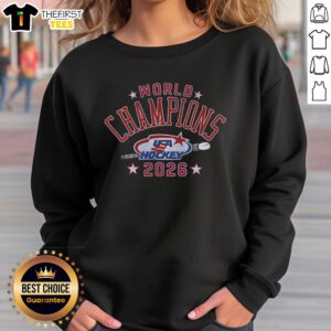Top USA Hockey 2026 World Champions sweatshirt featuring bold graphics and team colors, perfect for fans and supporters.