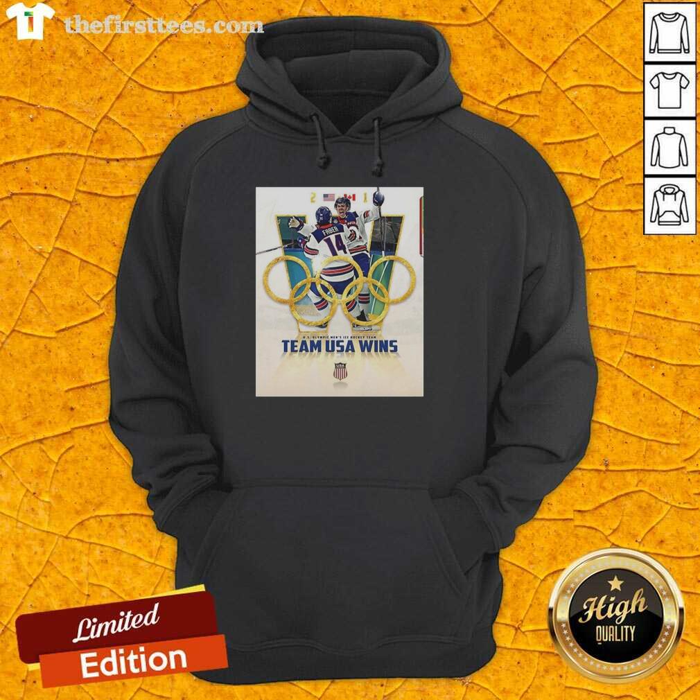 USA Wins hoodie featuring the Top US Olympic Men's Ice Hockey Team logo, perfect for fans supporting Team USA.