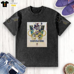 USA wins Olympic Men's Ice Hockey team t-shirt featuring a washed design celebrating the top US athletes.