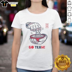 Ladies celebrating with tea in Japan, wearing Awesome Go Team Japan tees, showcasing culture and team spirit.