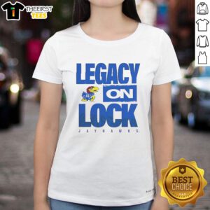 Awesome Kansas Jayhawks NCAA 2026 Legacy On Lock On Ladies Tee featuring vibrant team colors and stylish design.