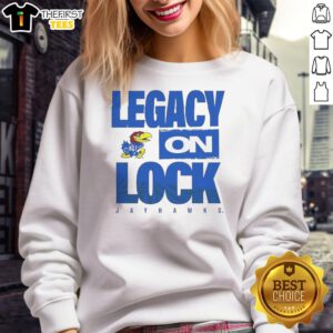 Alt Text: Awesome Kansas Jayhawks NCAA 2026 Legacy On Lock On Sweatshirt featuring vibrant team colors and logo.