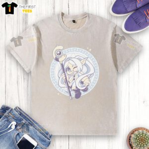 Cute Freiren A Magical Ancien washed t-shirt featuring vibrant colors and enchanting designs for fans of fantasy apparel.