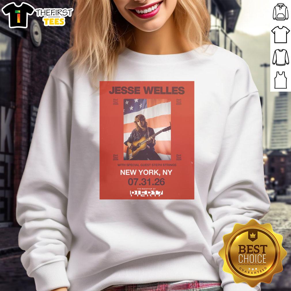 Good Jesse Welles Red Tour 2026 North America city dates poster on a stylish sweatshirt design.