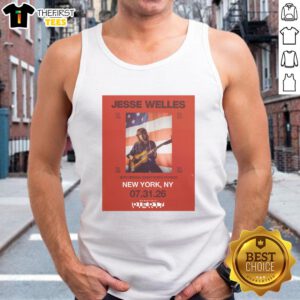 Good Jesse Welles Red Tour 2026 North America city dates poster on a tank top, showcasing vibrant graphics and tour details.