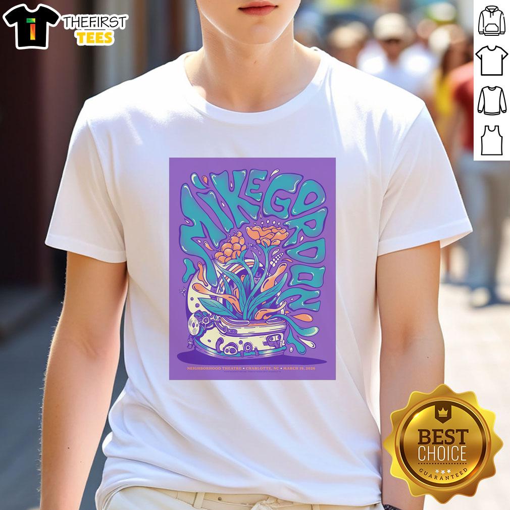 Alt Text: Good Mike Gordon Neighborhood Theatre March 19 2026 poster featured on a stylish t-shirt design.