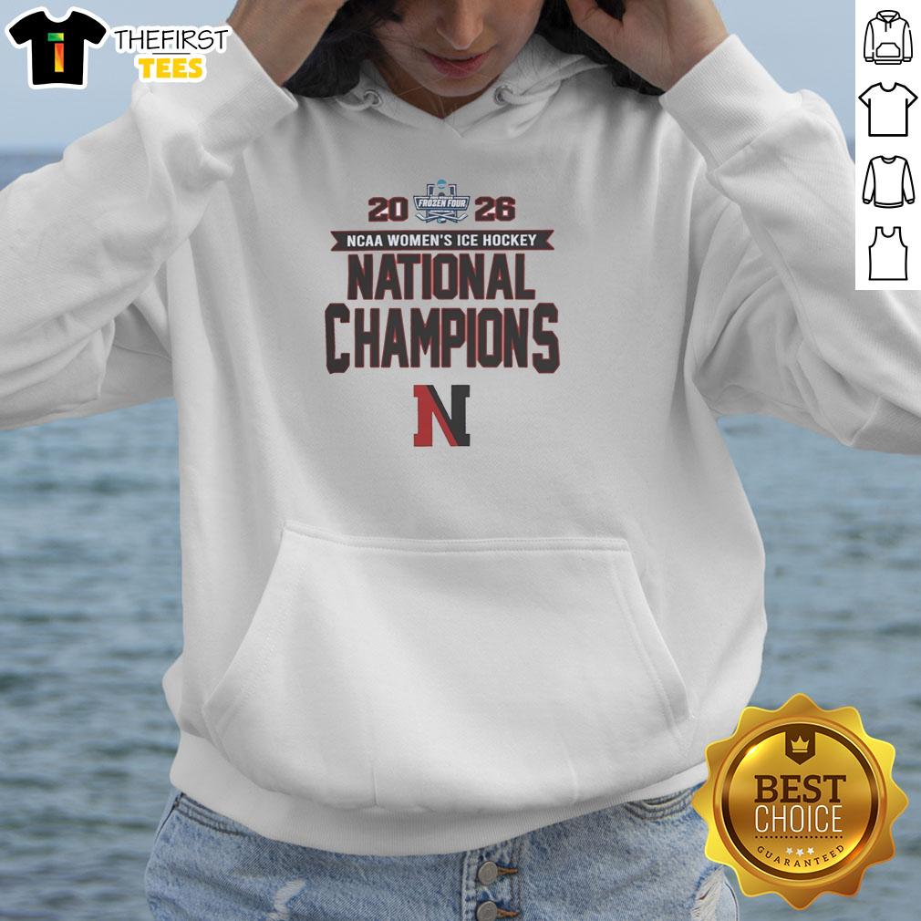 Alt Text: Hot Northeastern Huskies NCAA Women's Ice Hockey Frozen Four Champions 2026 hoodie featuring team colors and logo.