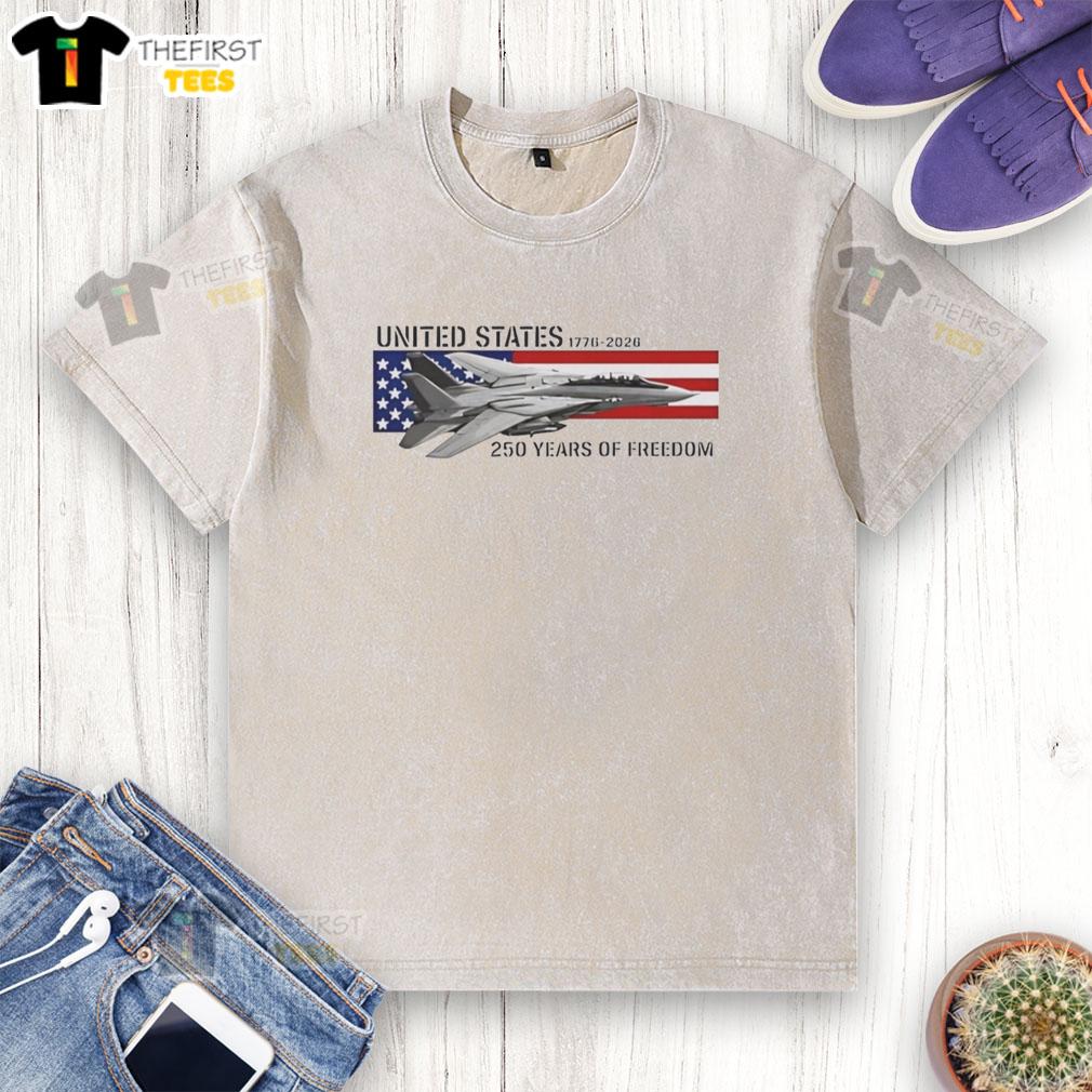 Hot United States 250th Anniversary 1776-2026 F-14 Tomcat Freedom Washed T-Shirt for patriotic celebrations.