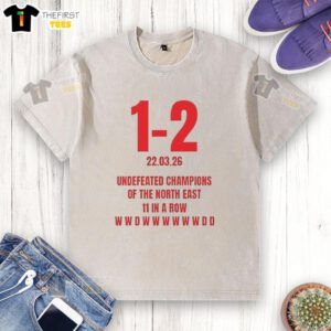 Nice Undefeated Champions of the North East 11 in a Row washed t-shirt showcasing team pride and sporty style.