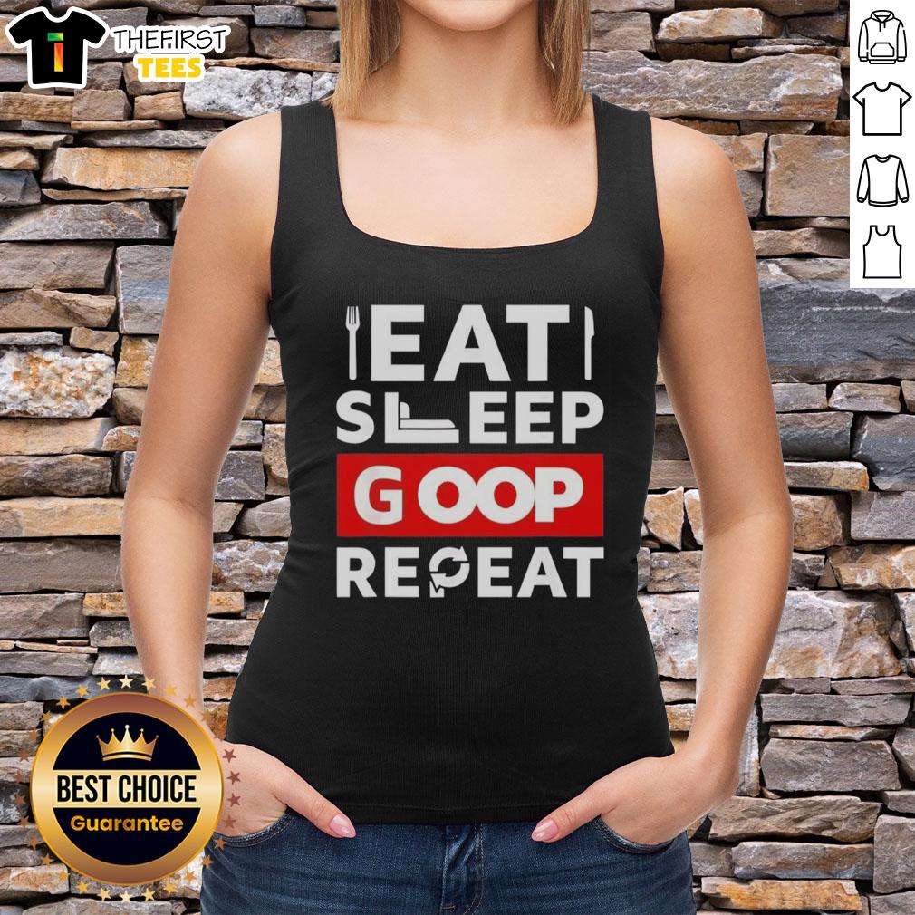 Official Eat Sleep Goop Repeat Tank Top in stylish design, perfect for casual wear and showcasing goop lifestyle.