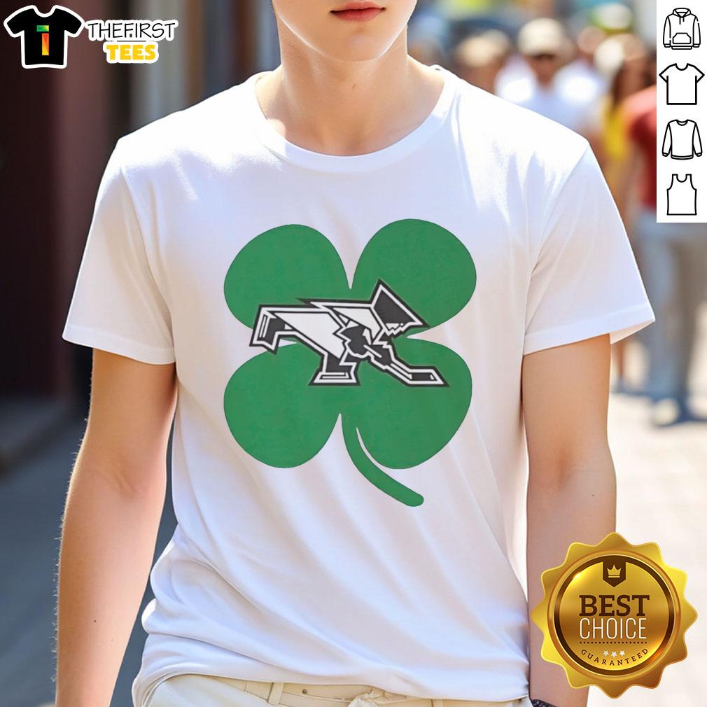 Official Providence Friars Hockey St. Patrick's Day T-Shirt featuring festive green design and team logo.