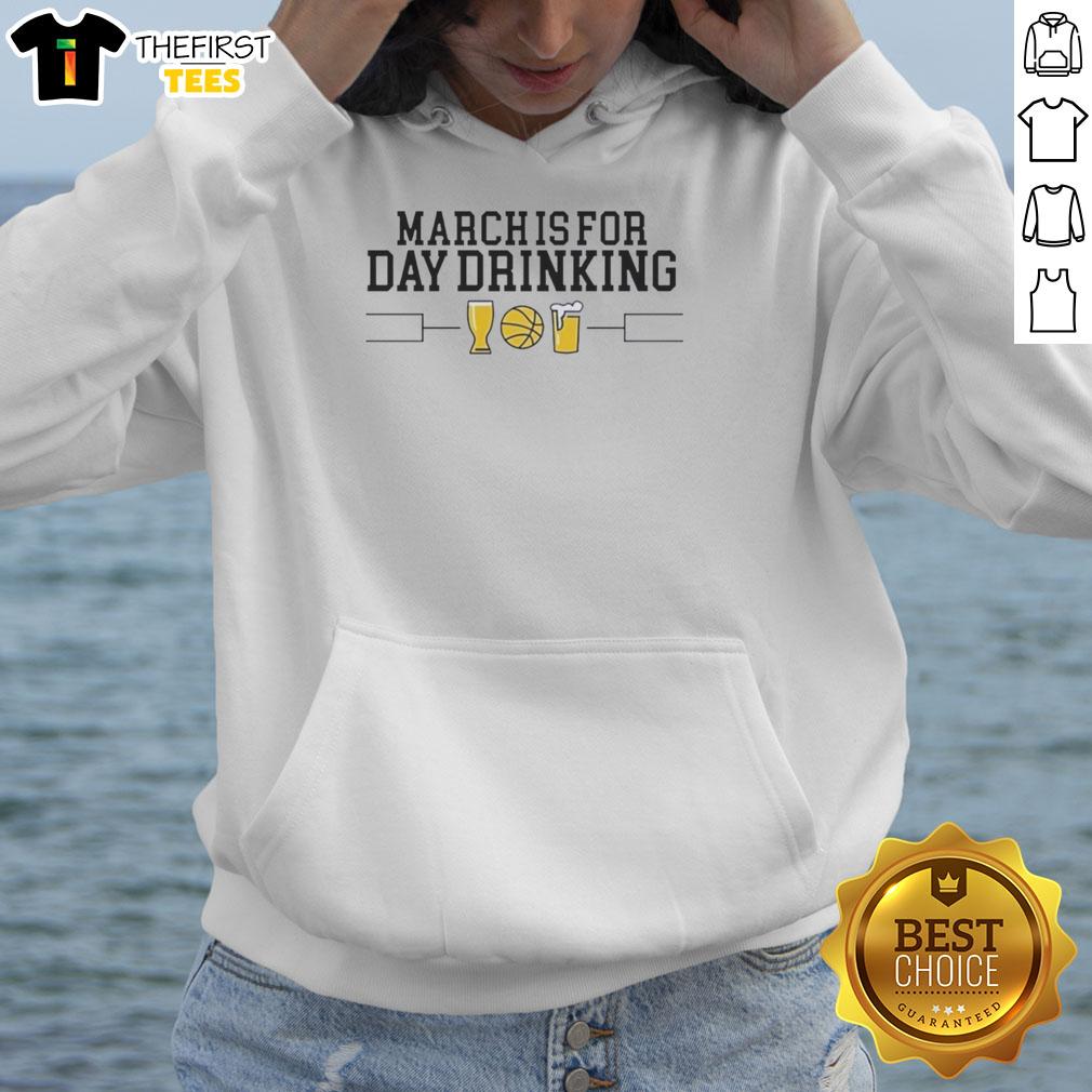 Original March Is For Day Drinking Style March Madness Hoodie in vibrant colors, perfect for game day celebrations.