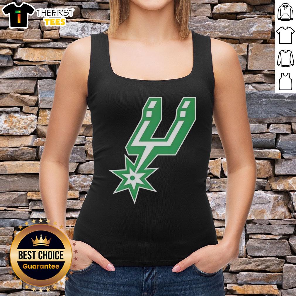 Original San Antonio Spurs white logo tank top for St. Patrick's Day, featuring a festive design and comfortable fit.