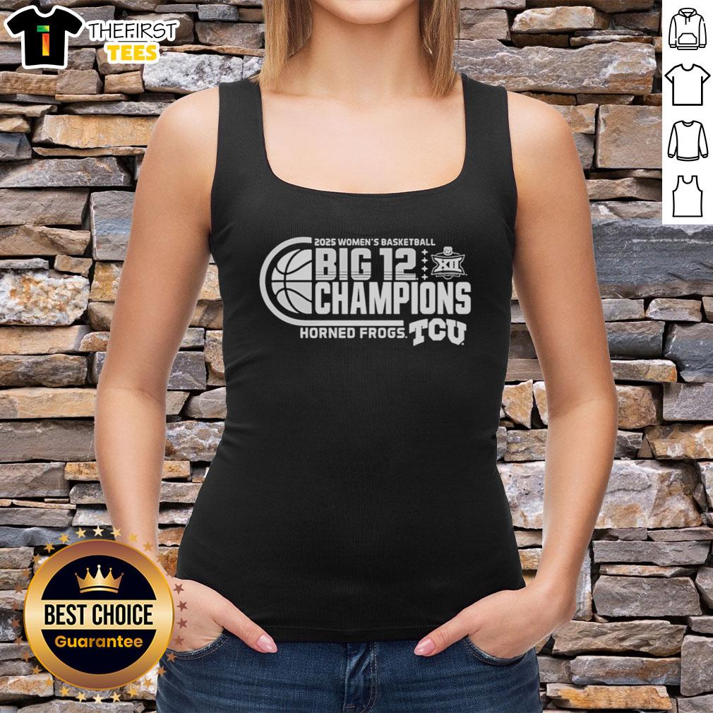 Original TCU Horned Frogs women's basketball Big 12 Conference Champions 2025 tank top in purple and white design.