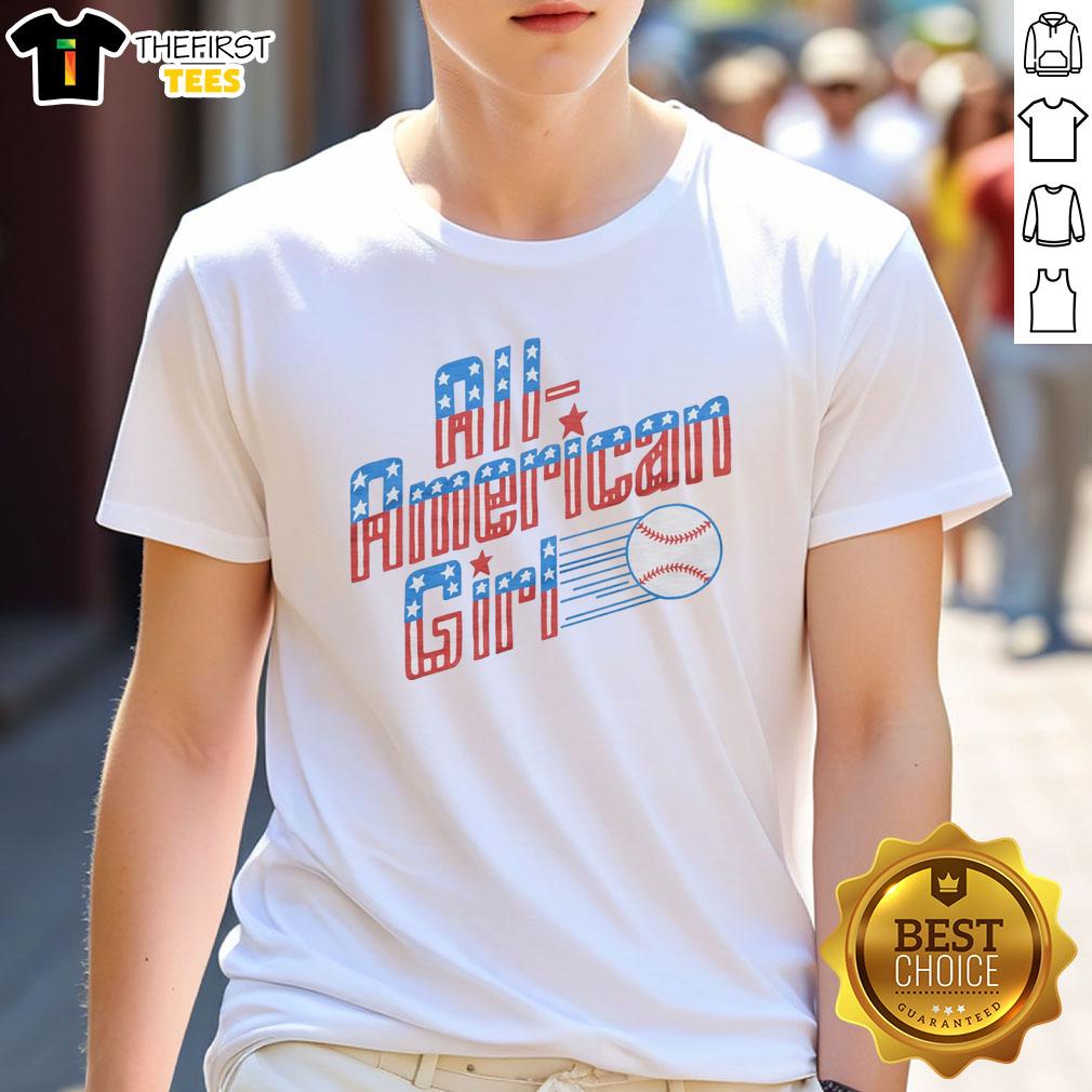 Premium All American Girl T-Shirt featuring a stylish design, perfect for patriotic celebrations and casual wear.