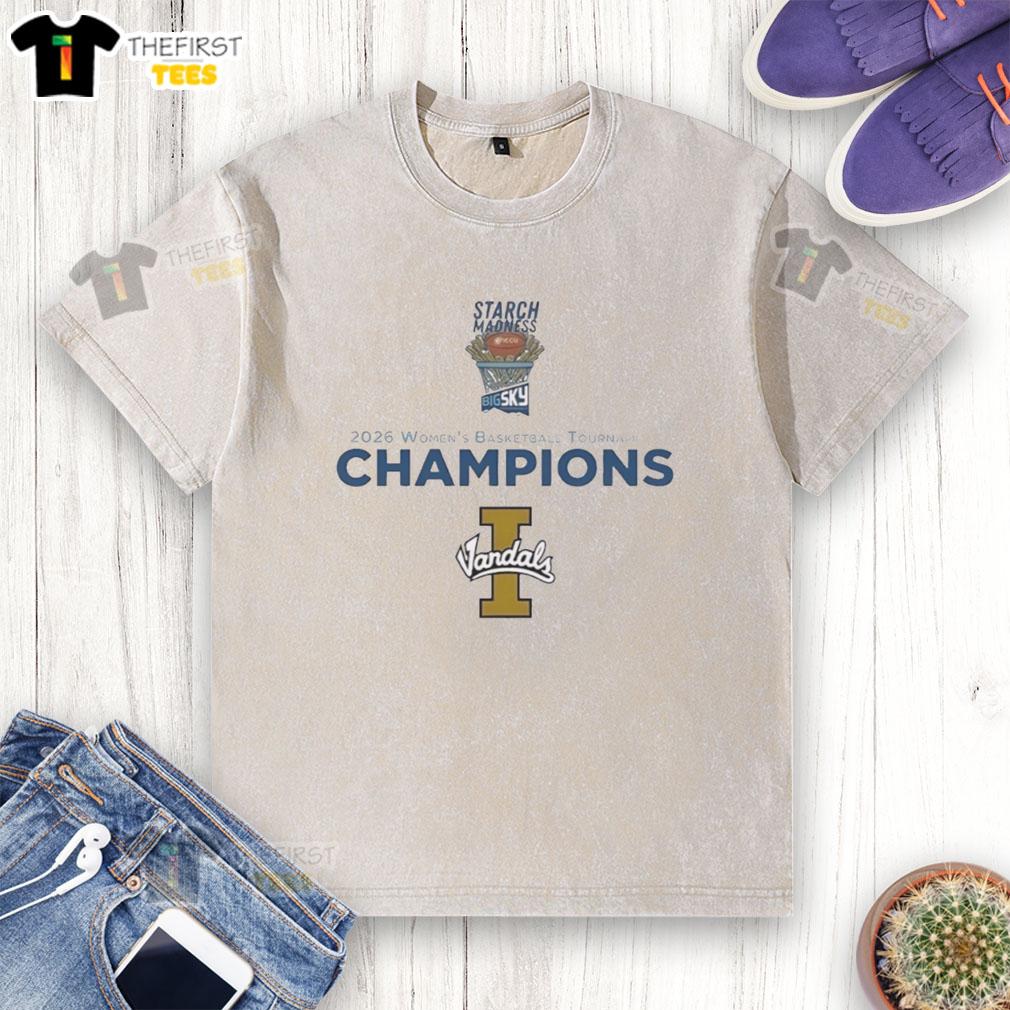 Alt Text: Premium Idaho Vandals Champions 2026 Women's Basketball Big Sky Tournament Washed T-Shirt in vibrant colors.