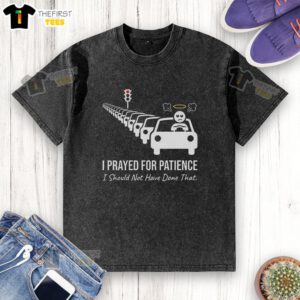 Alt Text: Premium I Prayed For Patience T-shirt featuring a humorous traffic jam design, perfect for casual wear.