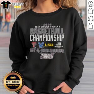 Premium NCAA Division I Women's Basketball Championship March Madness 2026 sweatshirt featuring vibrant team colors.
