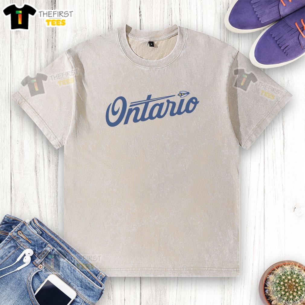Alt Text: Premium Ontario Reign Tower Buzzers Washed T-Shirt displayed on a hanger, showcasing its stylish design and vibrant colors.