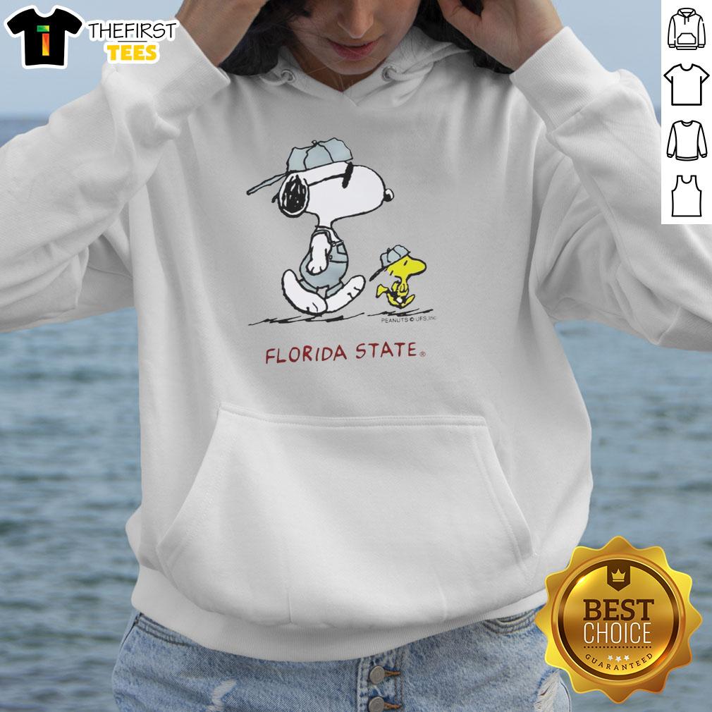 Alt Text: Premium peanuts hoodie featuring Snoopy and Woodstock, perfect for Florida State University fans and collectors.