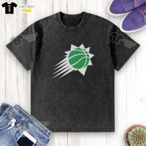 Premium Phoenix Suns white logo Patrick's Day washed t-shirt featuring a vibrant design for basketball fans.