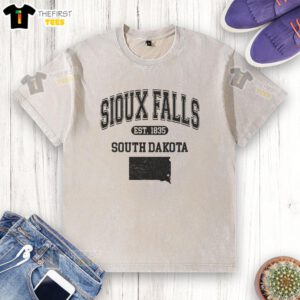 Premium Sioux Falls South Dakota Est 1835 Varsity Washed T-Shirt in a stylish design, perfect for casual wear.
