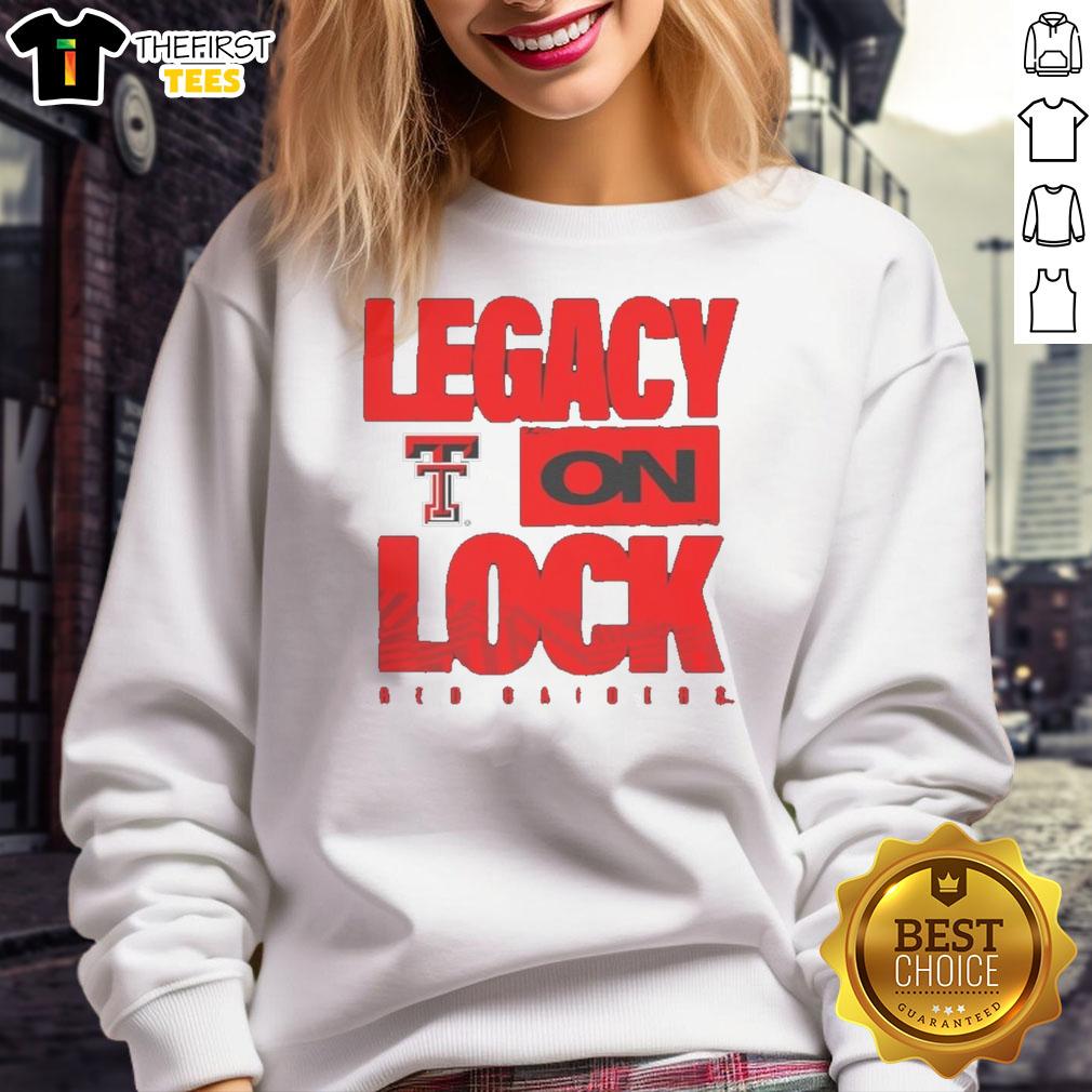Alt Text: Premium Texas Tech Red Raiders NCAA 2026 Legacy On Lock Logo Sweatshirt featuring bold team graphics and comfortable design.