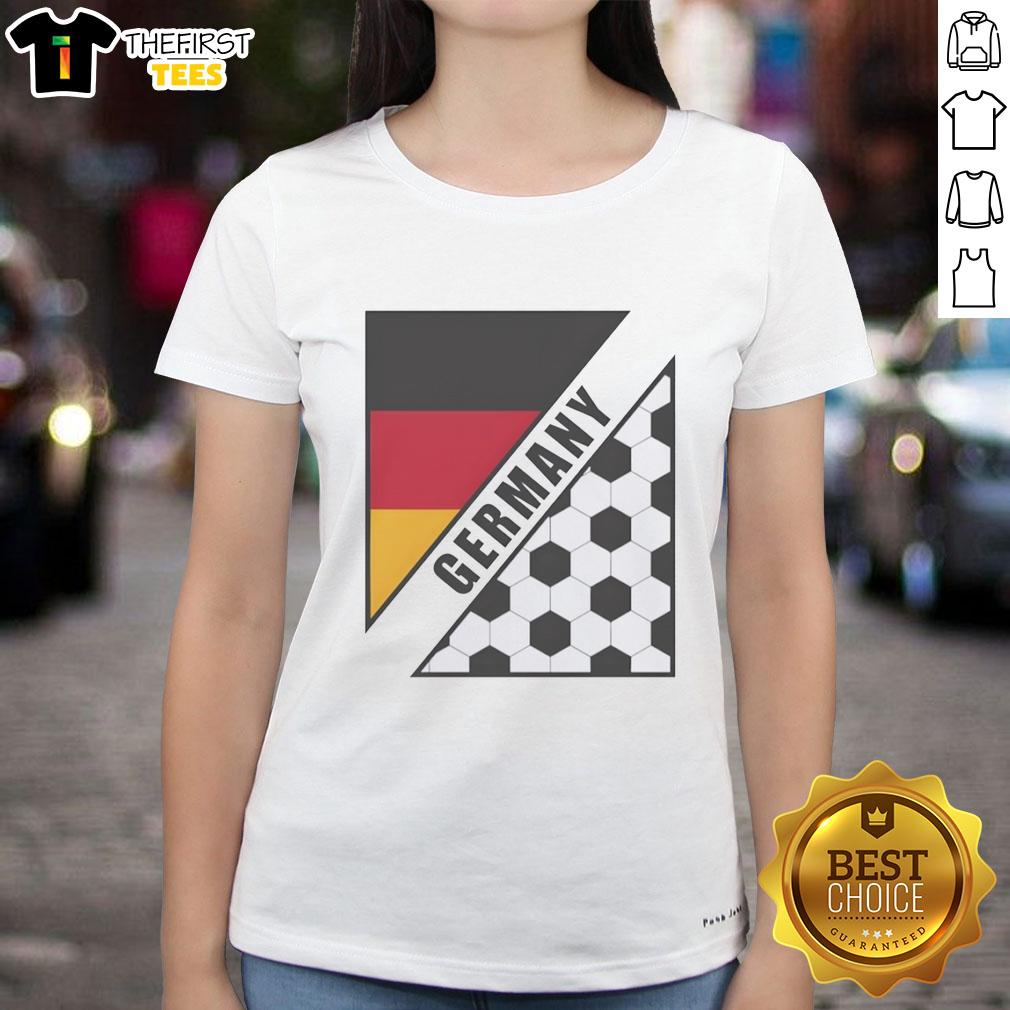 Premium UGP Campus Apparel Germany Flag Football Ladies Tee featuring a stylish design for sporty fans.