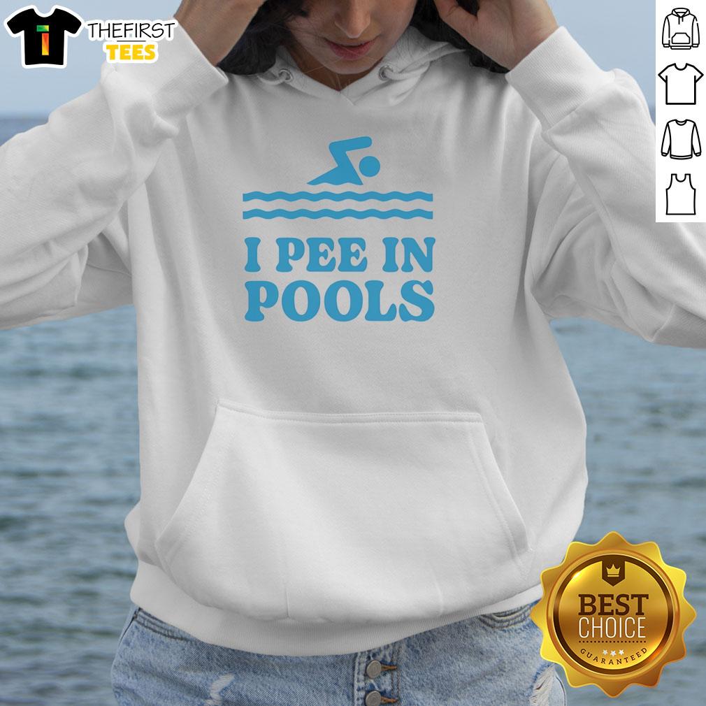 Alt Text: Premium Zwemwater logo on a stylish hoodie with 'I Pee In Pools' text, perfect for pool lovers and fun apparel.