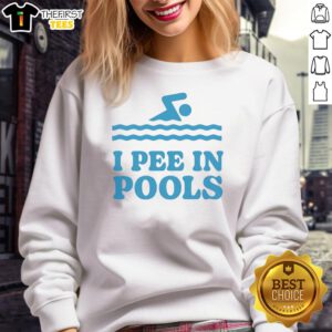 Premium Zwemwater logo on 'I Pee In Pools' sweatshirt, perfect for swim lovers and humor enthusiasts.