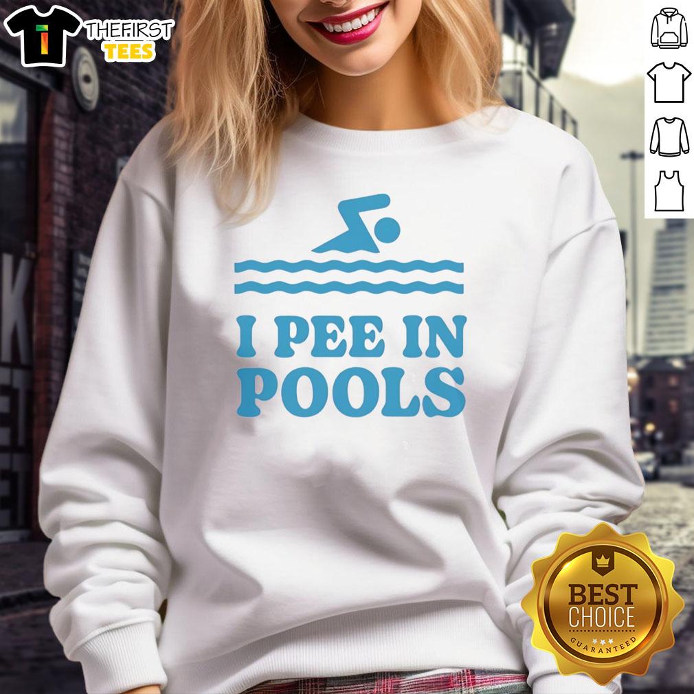 Premium Zwemwater logo on 'I Pee In Pools' sweatshirt, perfect for swim lovers and humor enthusiasts.