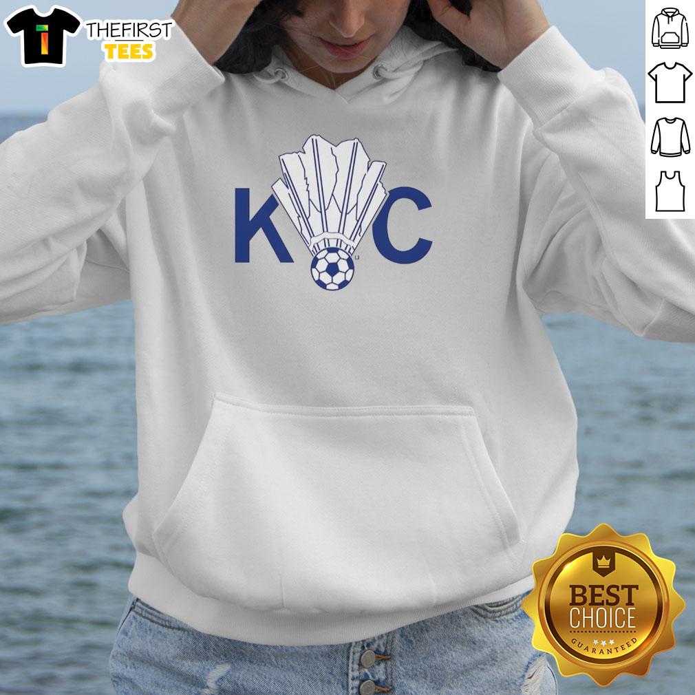 Alt Text: Stylish Pretty-Kc Soccer Shuttlecock Logo Hoodie featuring a unique design, perfect for sports enthusiasts.