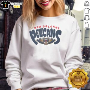 Alt Text: Stylish Pretty New Orleans Pelicans bubble sweatshirt featuring team colors and logo, perfect for fans.