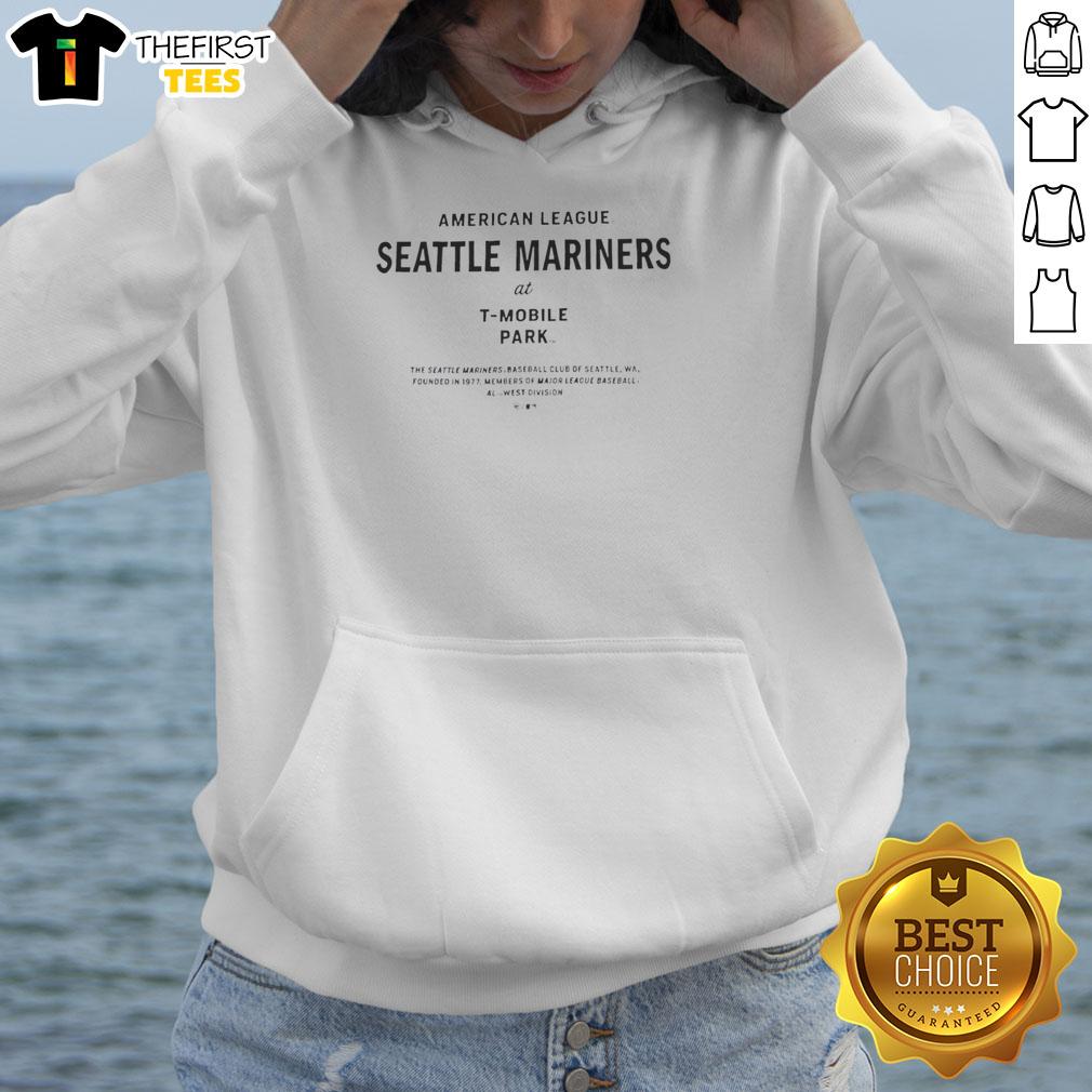 Pretty Seattle Mariners Sandstone Leon Foundation Hoodie displayed on a hanger, perfect for game day style.
