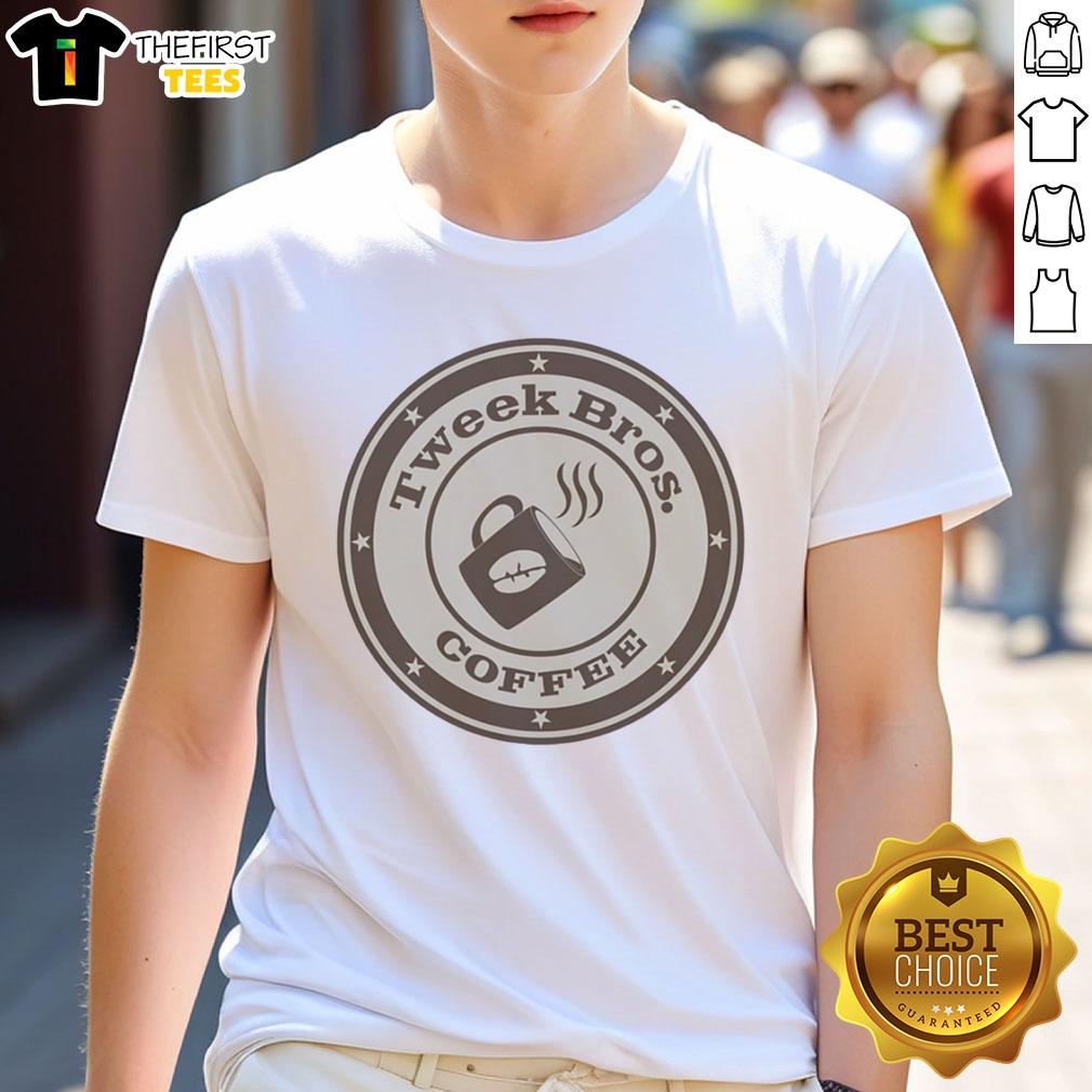 Pretty Tweek Bros Coffee logo T-shirt featuring a vibrant design and comfortable fit, perfect for coffee lovers.